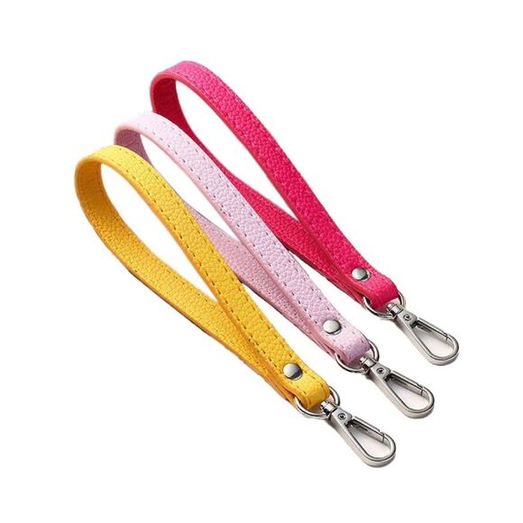 Red and Gold Accessories Wrist Strap Purse Bag Strap 20CM PU Leather Handles - Picture 4 of 6